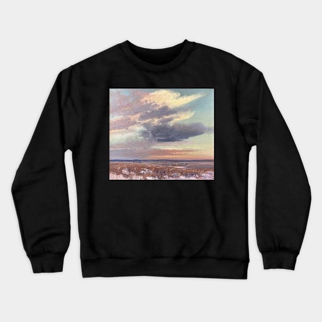 Multi Colored Sunset Oil on Canvas Crewneck Sweatshirt by Gallery Digitals